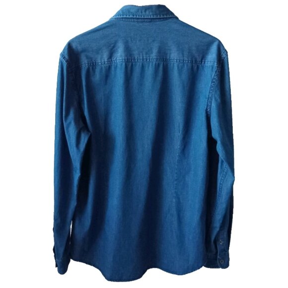 US Polo Assn Mens Denim Button Up Shirt Long Sleeve Medium Blue Casual Western L - Picture 2 of 8